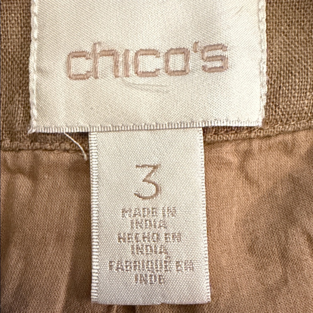 Chico’s Linen Aztec Embroidered Beaded Blazer Jacket 3/4 Sleeve Lagenlook XL - Picture 7 of 8